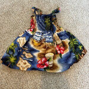 RJC Made in USA Hawaii Hawaiian Print Dress 100% cotton tropical travel 18 mts